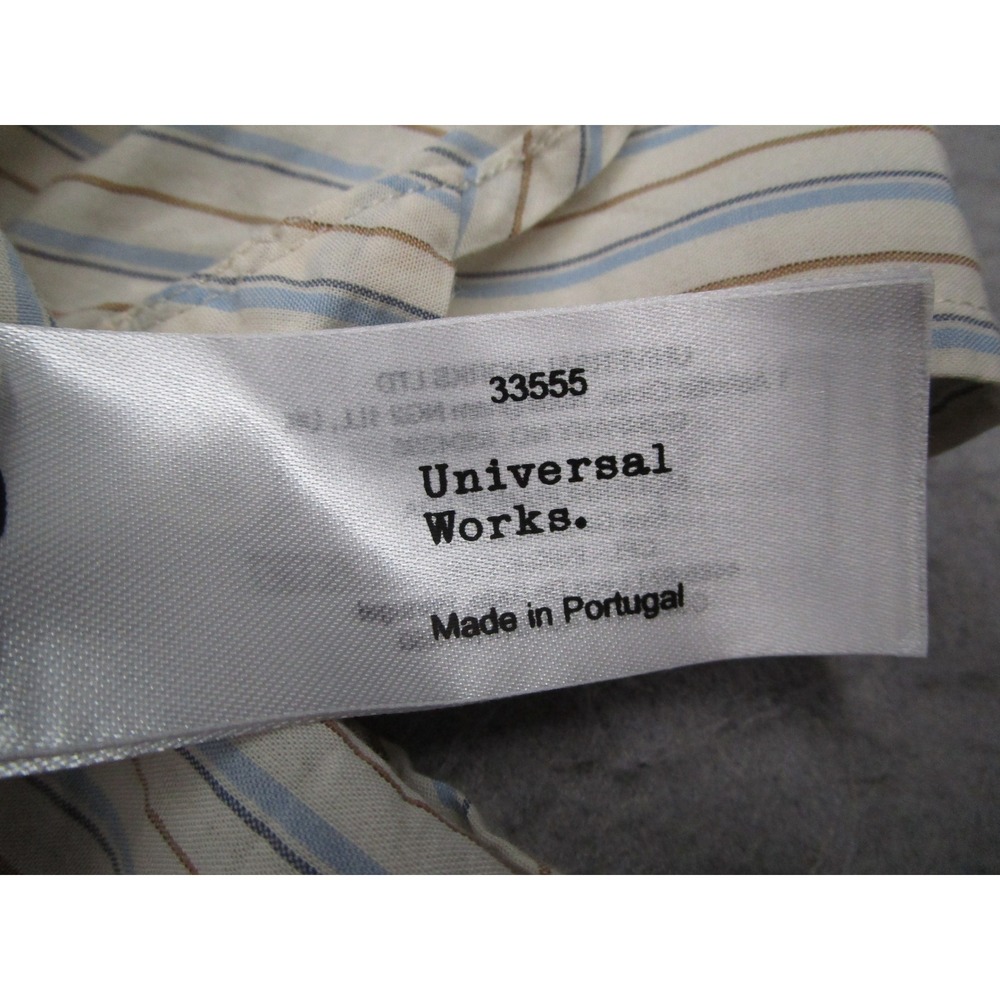 Universal Works Mens Striped Button Down Shirt Blue Brown Cotton Size M 33555 - Picture 5 of 12